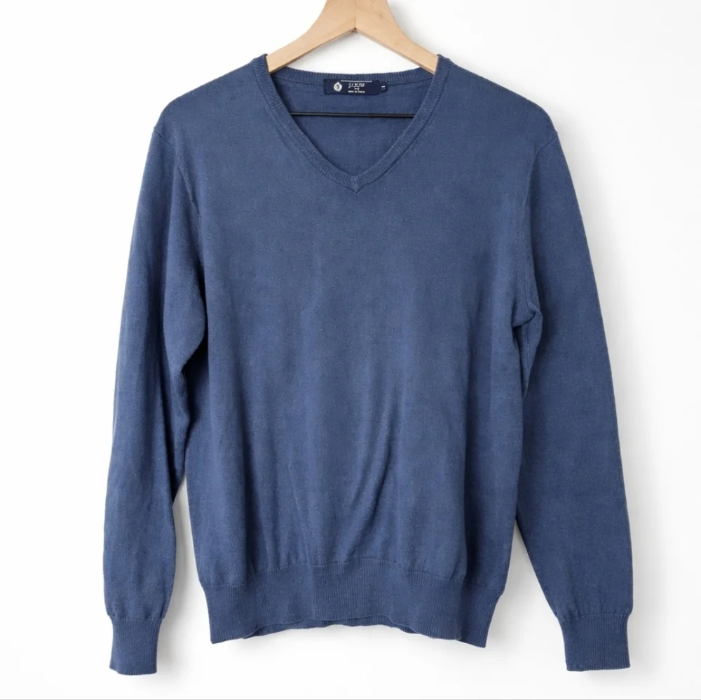 J.Crew‎ Blue Cotton Cashmere V-Neck Sweater Men’s Small